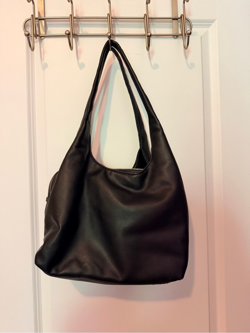a new day Black Faux-Leather Shoulder Hobo Bag
